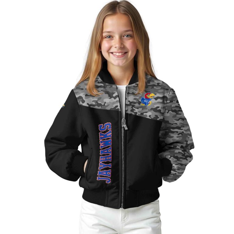 kansas jayhawks camo patchwork black jacket top rated jacketwow