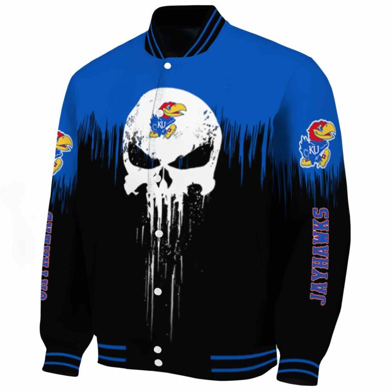 kansas jayhawks punisher skull blue black white jacket best selling jacketwow