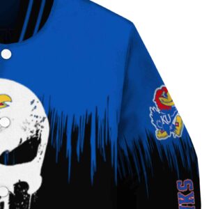 kansas jayhawks punisher skull blue black white jacket premium grade jacketwow