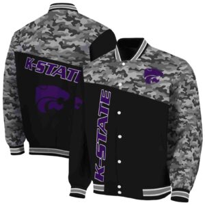 kansas state wildcats camo patchwork black jacket fashion forward jacketwow