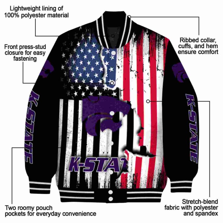 kansas state wildcats patriotic theme black jacket new arrival jacketwow