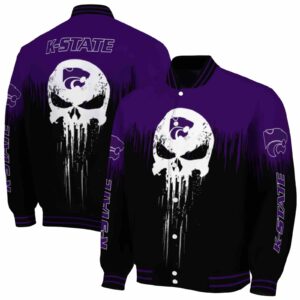 kansas state wildcats punisher skull purple black white jacket fashion forward jacketwow