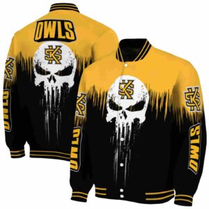 kennesaw state owls punisher skull gold black white jacket fashion forward jacketwow