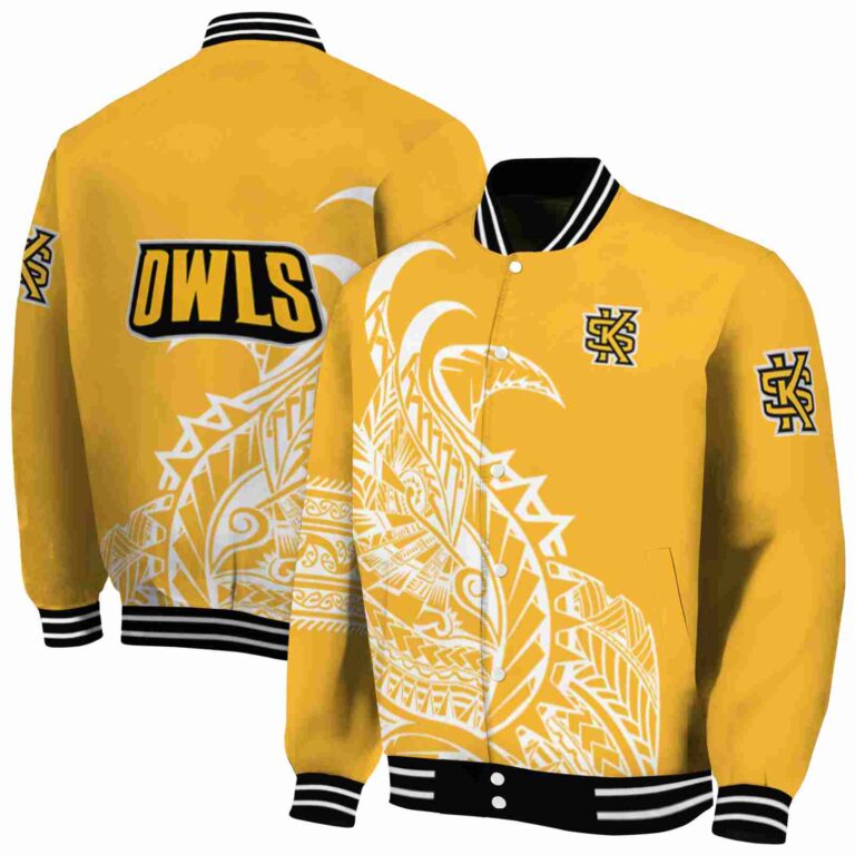 kennesaw state owls tribal art gold white black jacket fashion forward jacketwow