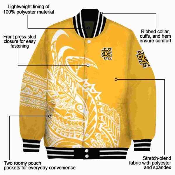 kennesaw state owls tribal art gold white black jacket new arrival jacketwow