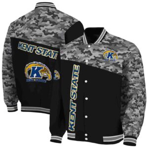 kent state golden flashes camo patchwork black jacket fashion forward jacketwow