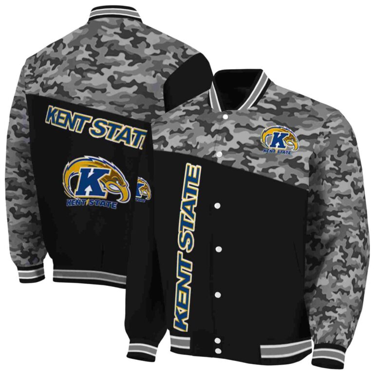 kent state golden flashes camo patchwork black jacket fashion forward jacketwow