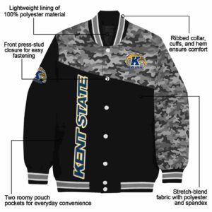 kent state golden flashes camo patchwork black jacket new arrival jacketwow