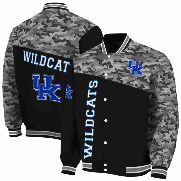 kentucky wildcats camo patchwork black jacket fashion forward jacketwow