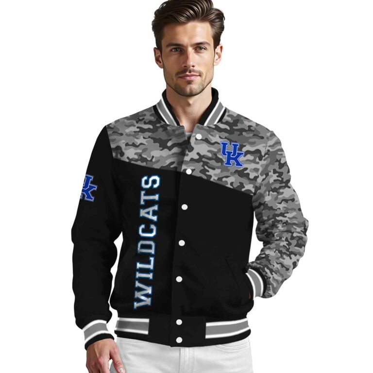 kentucky wildcats camo patchwork black jacket high quality jacketwow