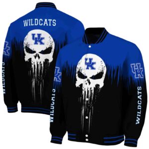 kentucky wildcats punisher skull blue black white jacket fashion forward jacketwow