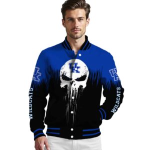 kentucky wildcats punisher skull blue black white jacket high quality jacketwow