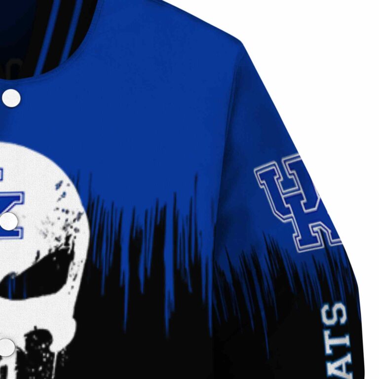 kentucky wildcats punisher skull blue black white jacket premium grade jacketwow