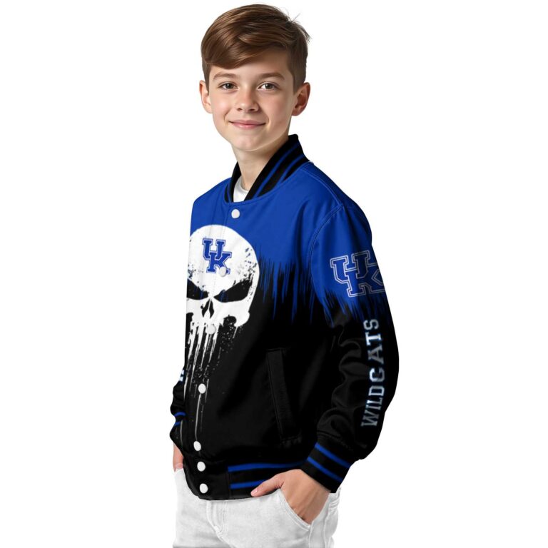 kentucky wildcats punisher skull blue black white jacket trendy jacketwow