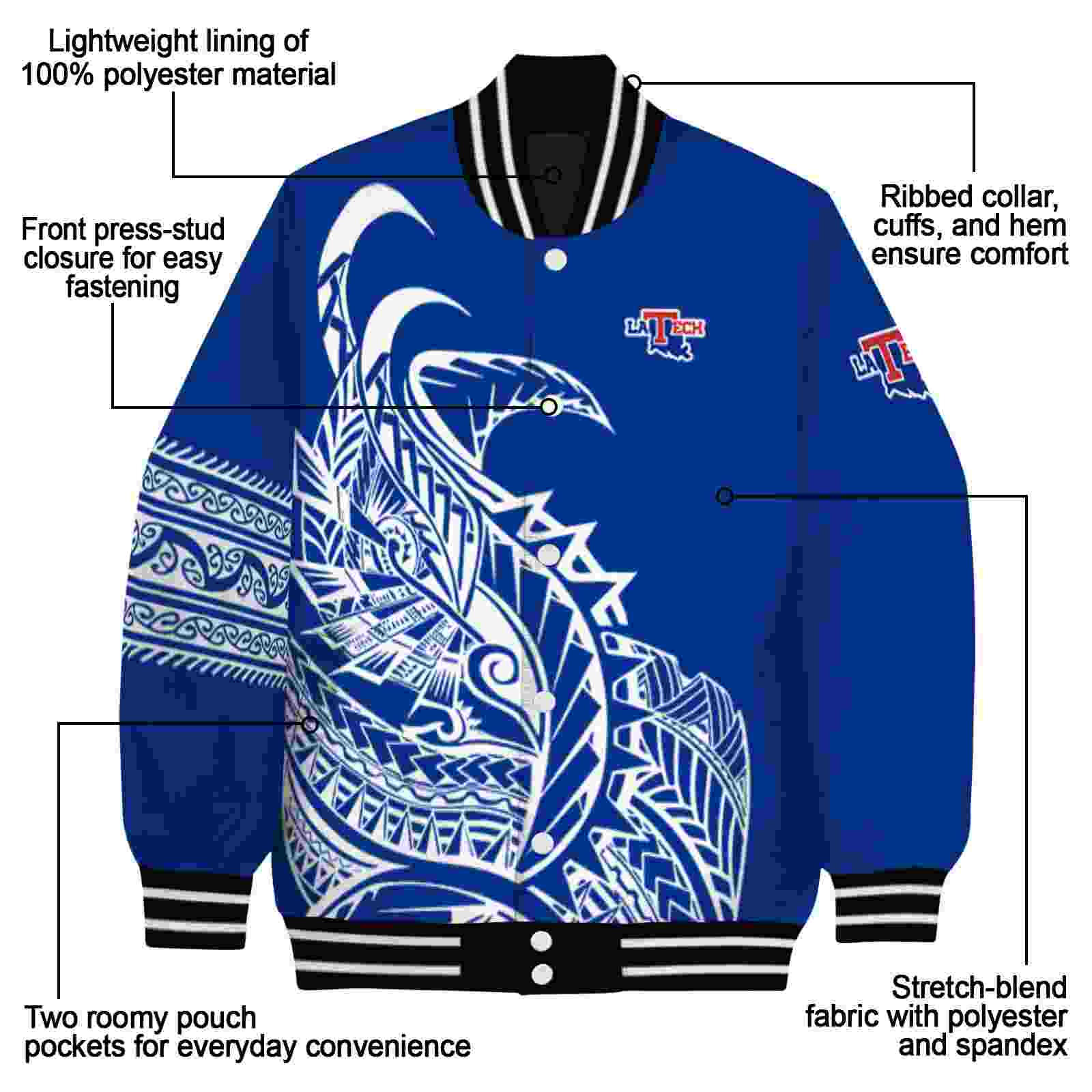 la tech tribal art blue white black jacket new arrival jacketwow la tech tribal art blue white black jacket new arrival jacketwow