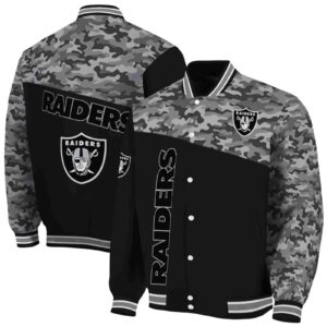 las vegas raiders camo patchwork black jacket fashion forward jacketwow
