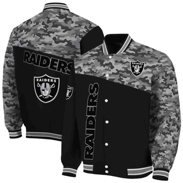 las vegas raiders camo patchwork black jacket fashion forward jacketwow