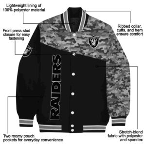 las vegas raiders camo patchwork black jacket new arrival jacketwow