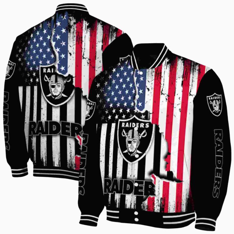las vegas raiders patriotic theme black jacket fashion forward jacketwow