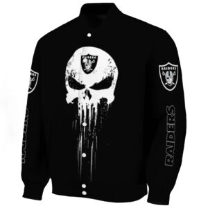 las vegas raiders punisher skull black white jacket best selling jacketwow