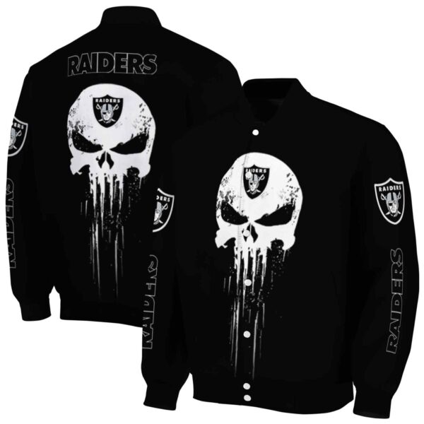 las vegas raiders punisher skull black white jacket fashion forward jacketwow