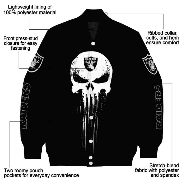 las vegas raiders punisher skull black white jacket new arrival jacketwow