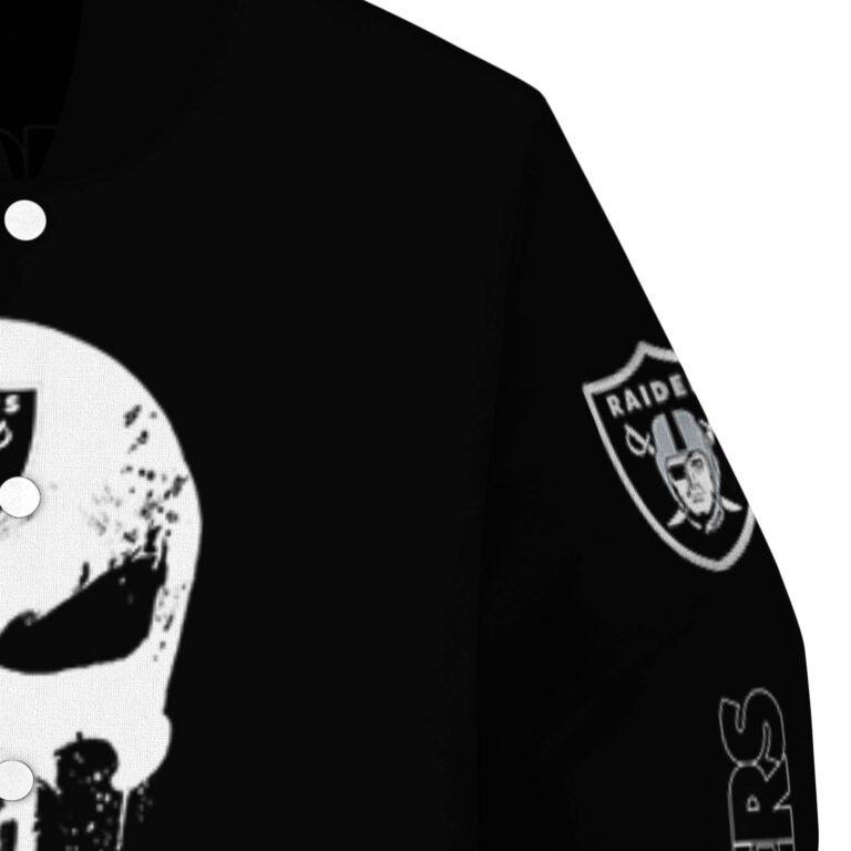 las vegas raiders punisher skull black white jacket premium grade jacketwow
