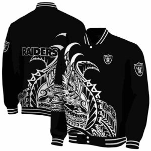 las vegas raiders tribal art black white black jacket fashion forward jacketwow