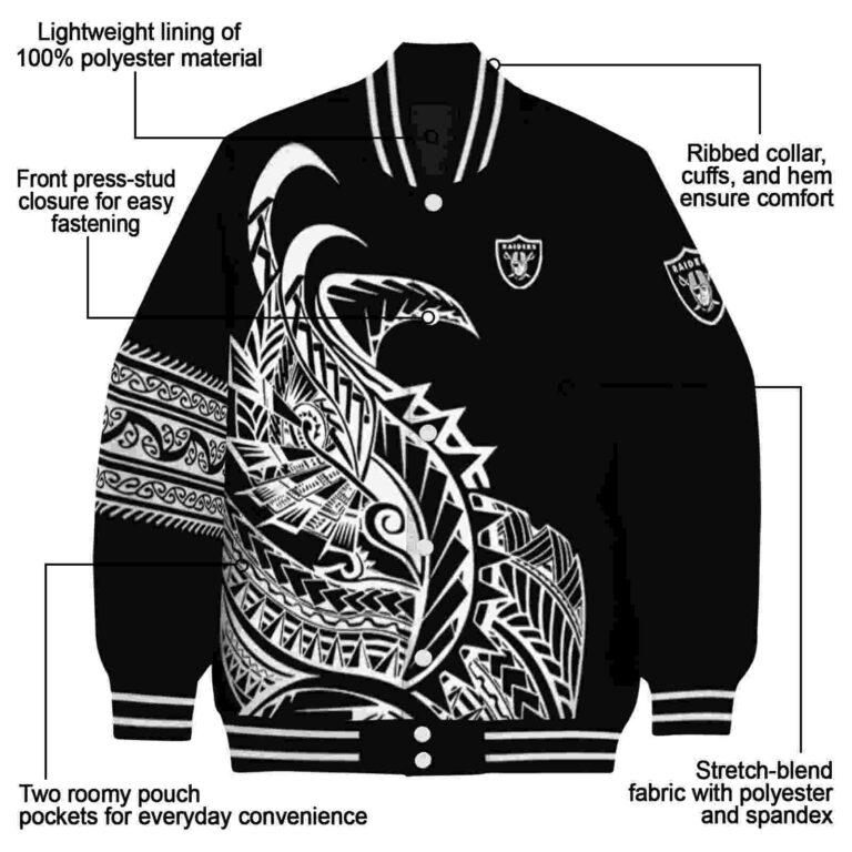 las vegas raiders tribal art black white black jacket new arrival jacketwow