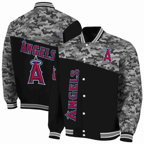 los angeles angels camo patchwork black jacket fashion forward jacketwow