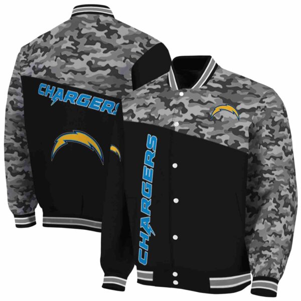 los angeles chargers camo patchwork black jacket fashion forward jacketwow