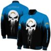 los angeles chargers punisher skull blue black white jacket fashion forward jacketwow