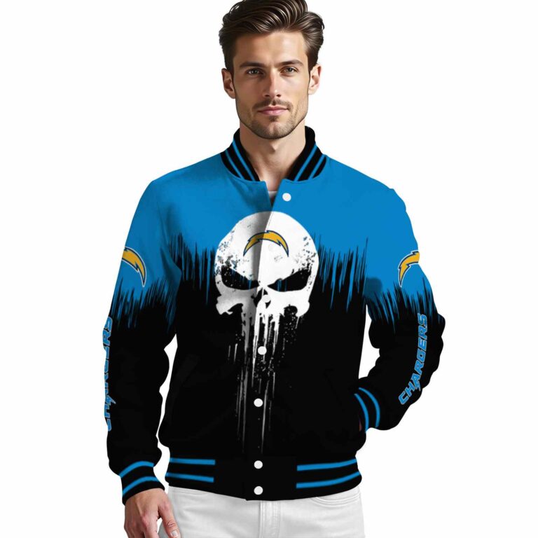 los angeles chargers punisher skull blue black white jacket high quality jacketwow