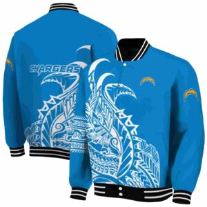 los angeles chargers tribal art blue white black jacket fashion forward jacketwow