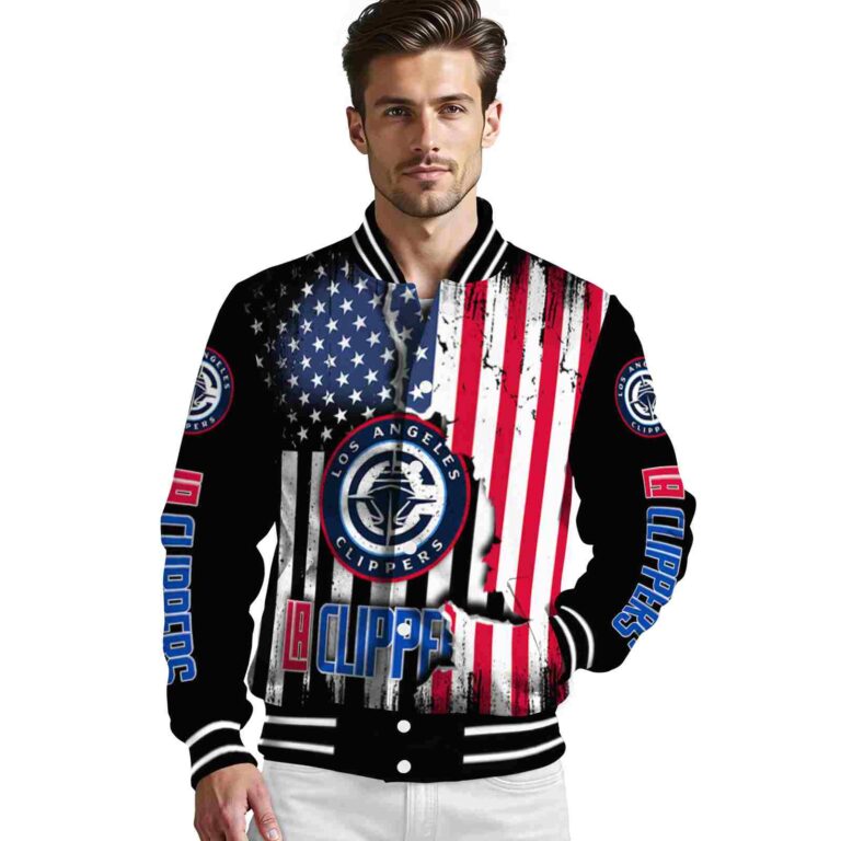 los angeles clippers patriotic theme black jacket high quality jacketwow