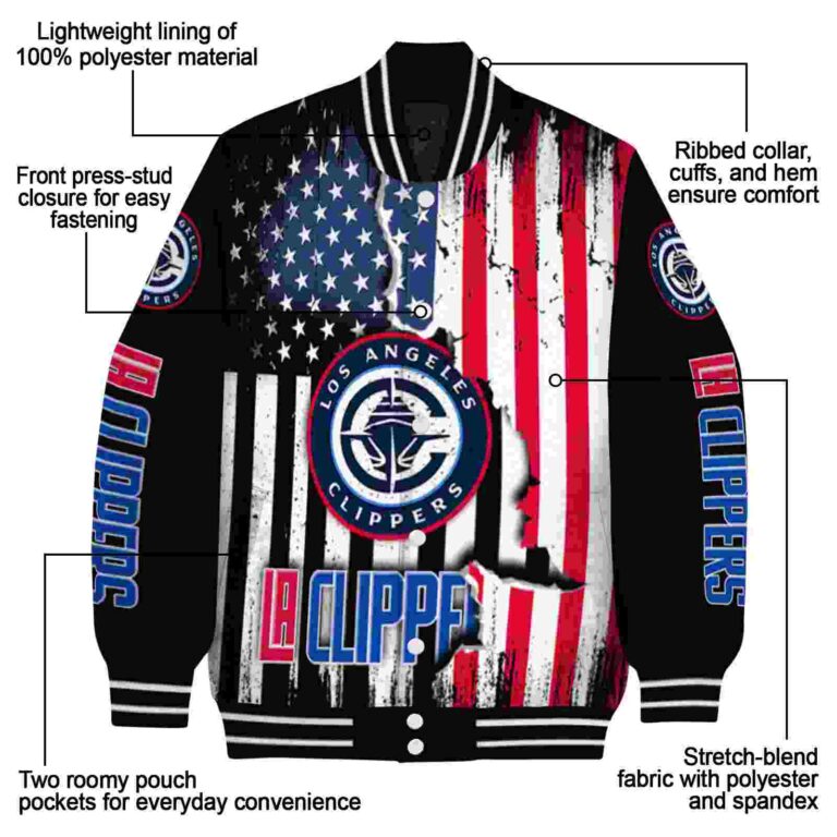 los angeles clippers patriotic theme black jacket new arrival jacketwow