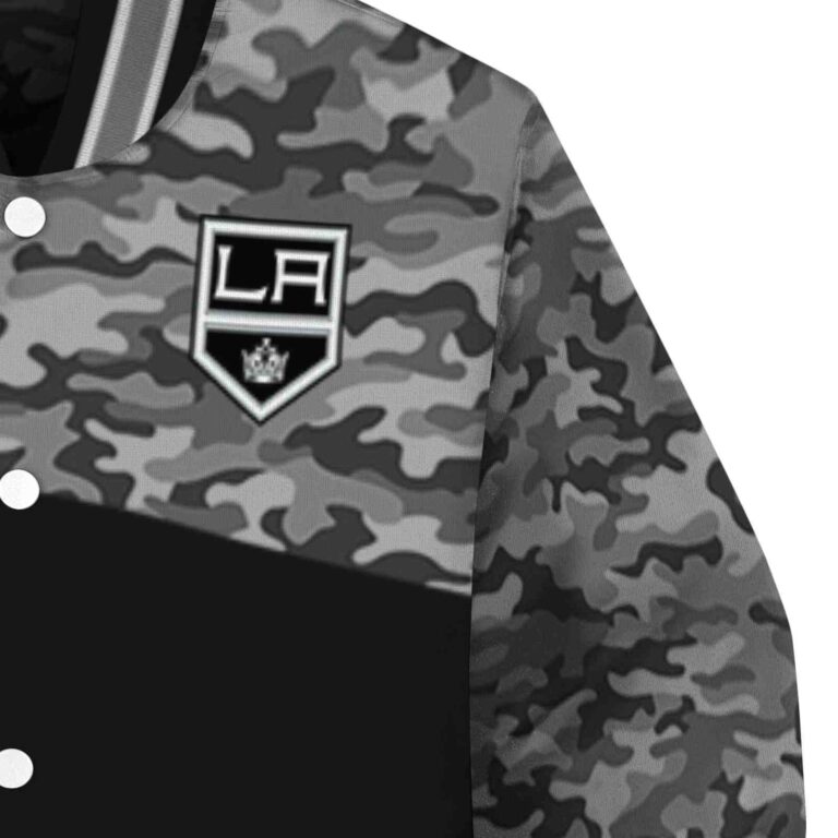 los angeles kings camo patchwork black jacket premium grade jacketwow