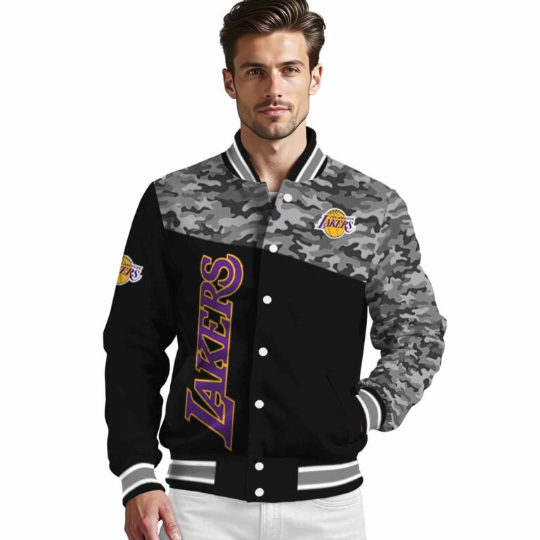 los angeles lakers camo patchwork black jacket high quality jacketwow