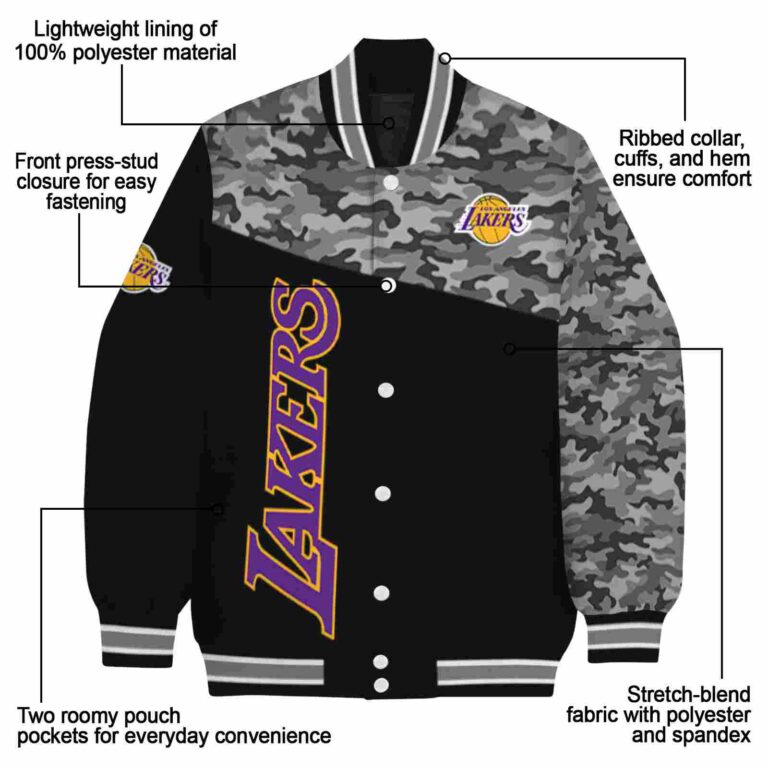 los angeles lakers camo patchwork black jacket new arrival jacketwow