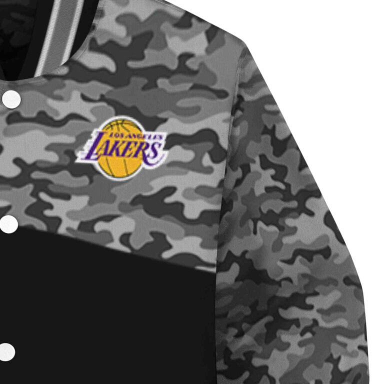 los angeles lakers camo patchwork black jacket premium grade jacketwow