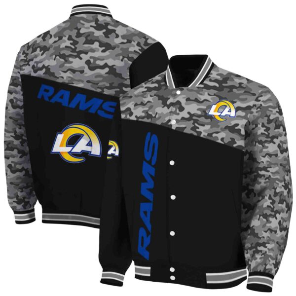 los angeles rams camo patchwork black jacket fashion forward jacketwow