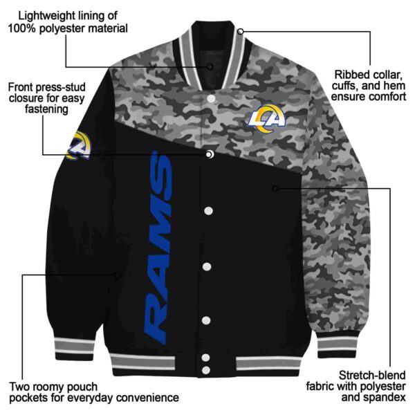 los angeles rams camo patchwork black jacket new arrival jacketwow