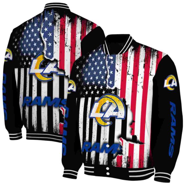 los angeles rams patriotic theme black jacket fashion forward jacketwow