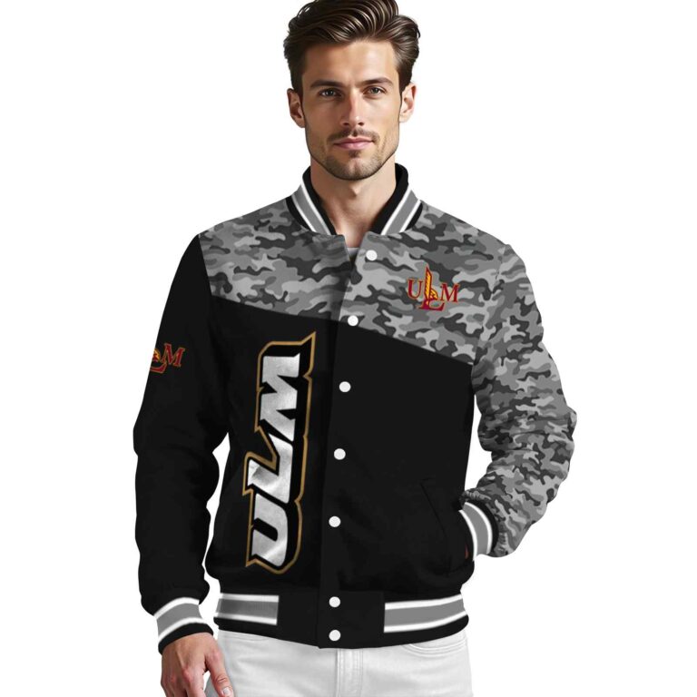 louisiana monroe warhawks camo patchwork black jacket high quality jacketwow