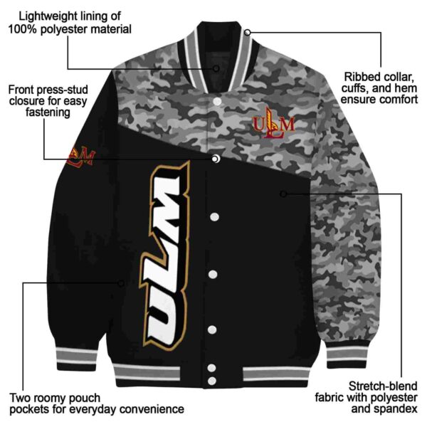 louisiana monroe warhawks camo patchwork black jacket new arrival jacketwow