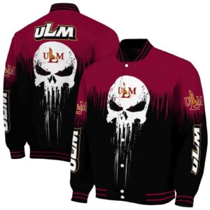 louisiana monroe warhawks punisher skull red black white jacket fashion forward jacketwow