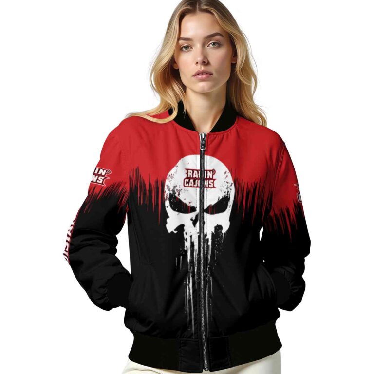louisiana ragin cajuns punisher skull red black white jacket latest model jacketwow