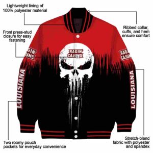 louisiana ragin cajuns punisher skull red black white jacket new arrival jacketwow