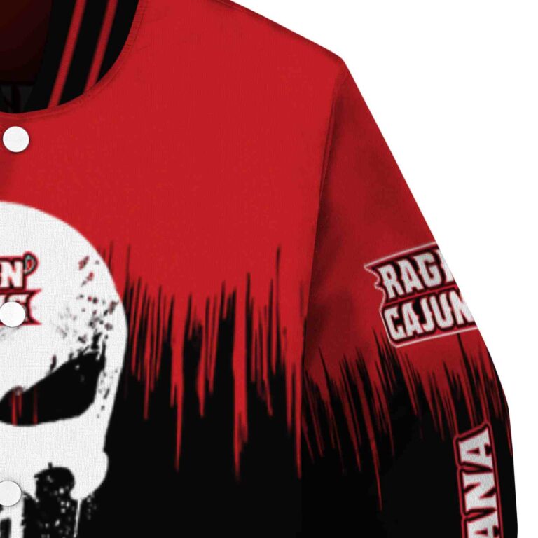 louisiana ragin cajuns punisher skull red black white jacket premium grade jacketwow