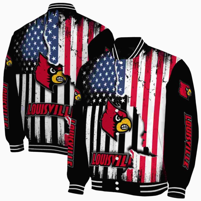 louisville cardinals patriotic theme black jacket fashion forward jacketwow
